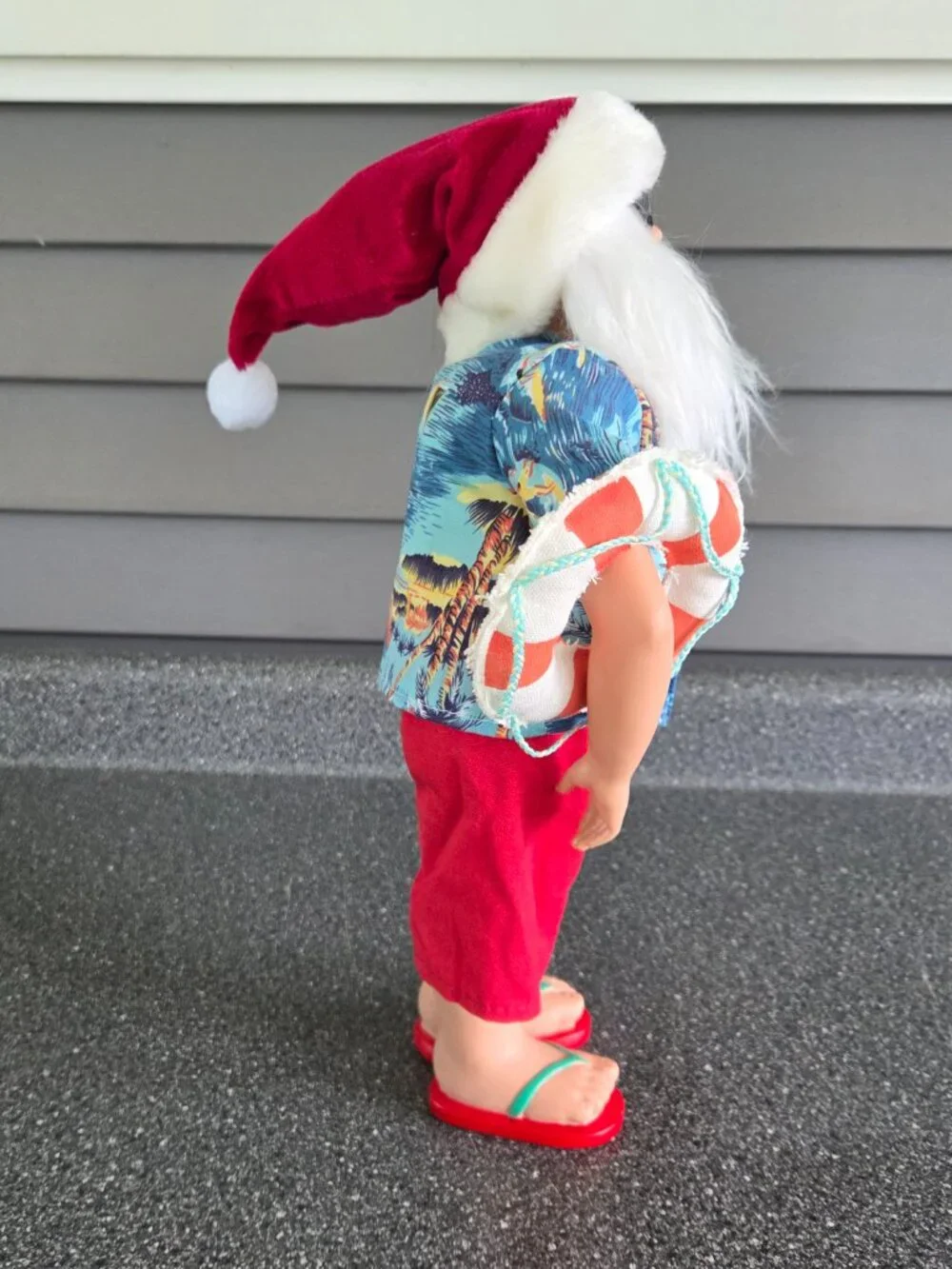 Beach Bum Santa Tropical Hawaiian Shirt Red Shorts Flip Flops 16 Inches